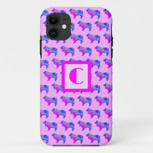 Collie Rough Niedlich Hund Pink Silhouette Monogra Case-Mate iPhone Hülle