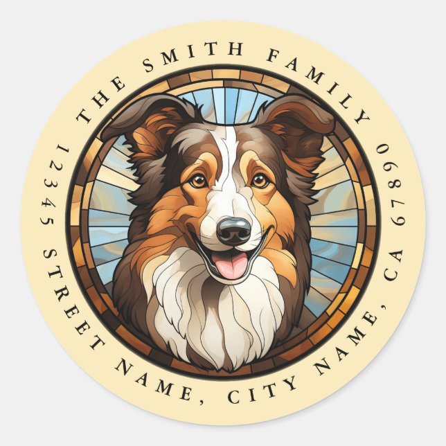 Collie Round Stickers (Vorderseite)