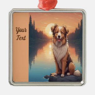 Collie Schäferhund am See Ornament Aus Metall