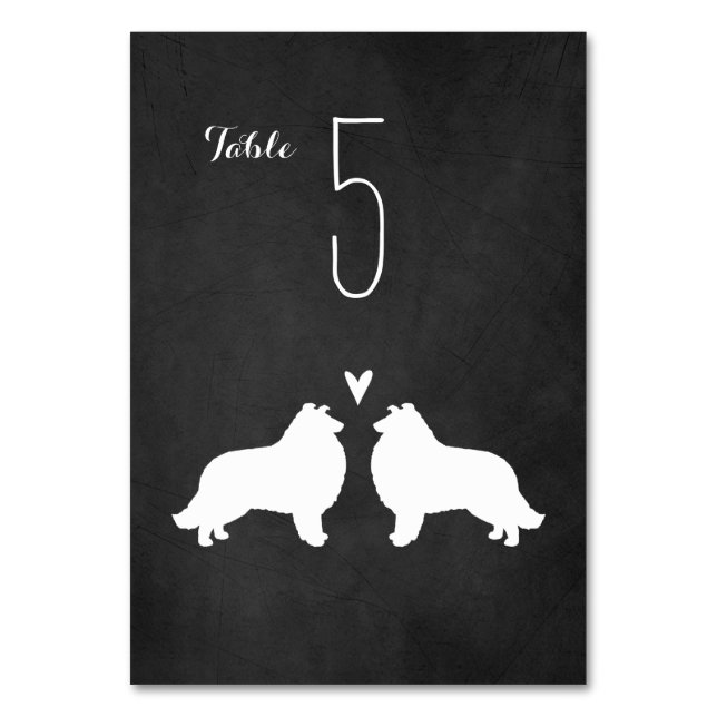Collie Silhouetten Wedding Reception Tischnummer (Vorderseite)