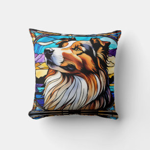 Collie Stains Glass Look Kissen