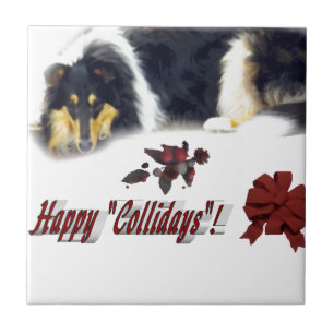 Collie Tri Color Christmas Fliese