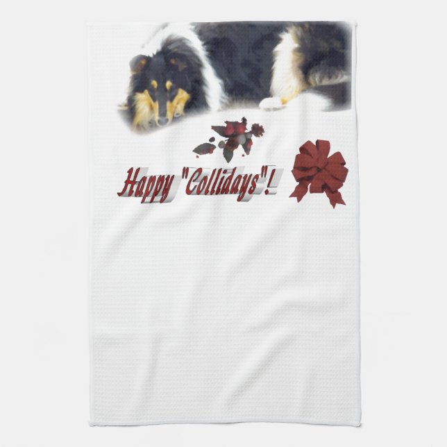 Collie Tri Color Christmas Küchentuch (Vertikal)