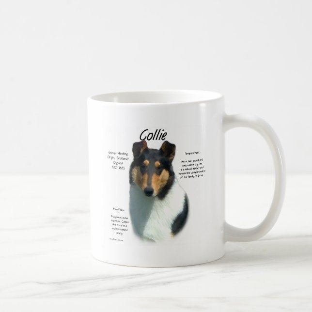 Collie (tri glatt) History Design Kaffeetasse (Rechts)