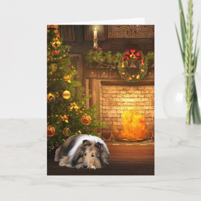 Collie-Weihnachten Feiertagskarte (Vorderseite)