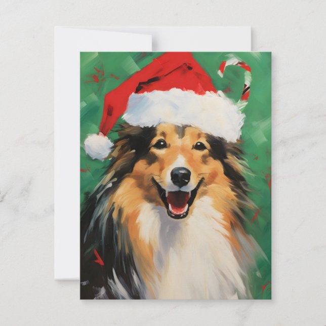 Collie Weihnachtsmalerei Feiertagskarte (Vorderseite)