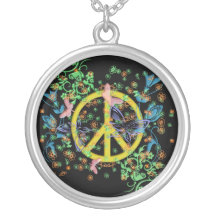 Collier d'argent sterling de signe de paix de