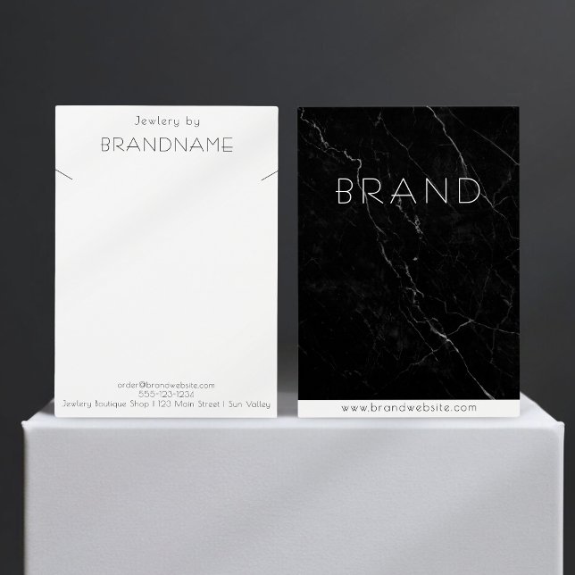 Collier de marbre noir Bijoux Carte d'affichage (Brand - black marble jewlery display card)
