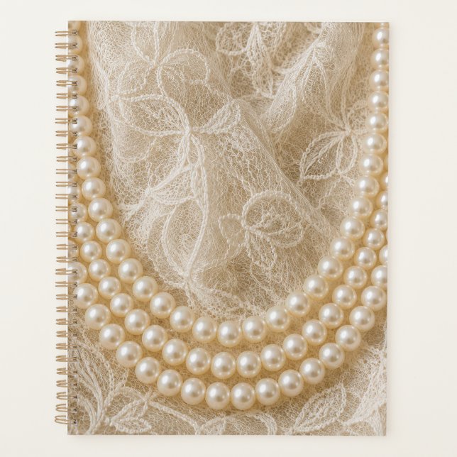 Collier de perles sur dentelle d'ivoire (Devant)