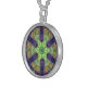 Collier En Argent Mosaic Kaleidoscope Fleur vert Jaune et violet (Devant droit)