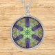 Collier En Argent Mosaic Kaleidoscope Fleur vert Jaune et violet (Créateur téléchargé)