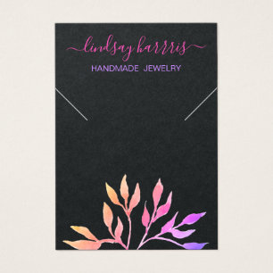 Collier Floral Carte d'affichage de bijoux noirs.