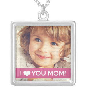 Collier I Love You Mom - Photo personnalisée