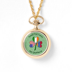 Collier personnalisé Arménien Irlandais USA Trèfle