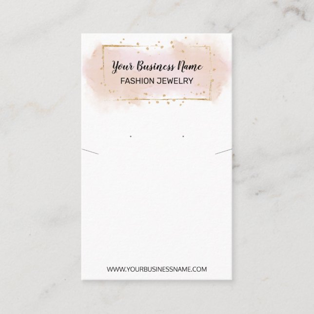 Collier Rose Aquarelle Et Carte Écran D'Oreille (Devant)