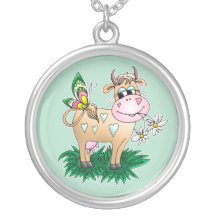 Vache et papillon mignons