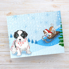 Colliese an der Grenze haben Winterurlaub.