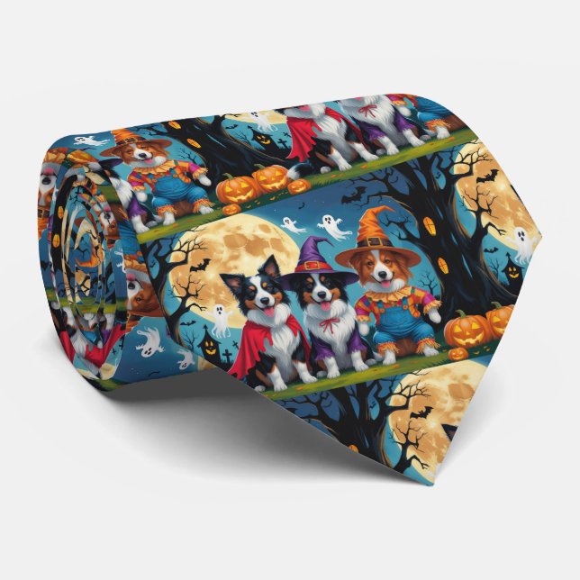 Colliese an der Grenze Hunde Pumpkin Halloween Fun Krawatte (Gerollt)