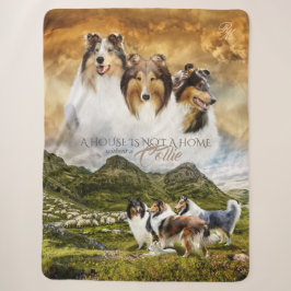 Colliese Herde Schafe, mit Portrait und Zitat - Sherpadecke
