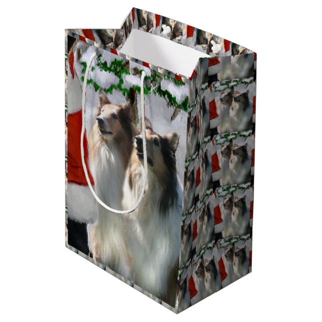 Colliese und Weihnachten Mittlere Geschenktüte (Rückseite Schrägansicht)