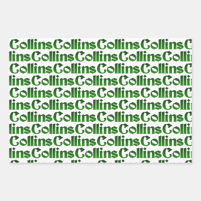 Collins Clan Family Tree History Surname Plus Geschenkpapier Set (Vorderseite)