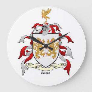 Collins Familienwappen-Wappenkunde-Wand-Uhr Große Wanduhr