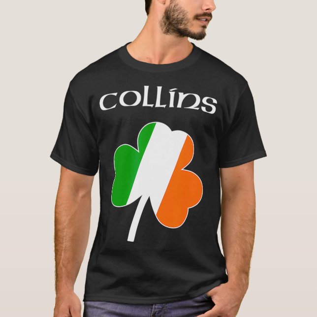 Collins Irish Last Name Gift Ireland Flag T-Shirt (Vorderseite)
