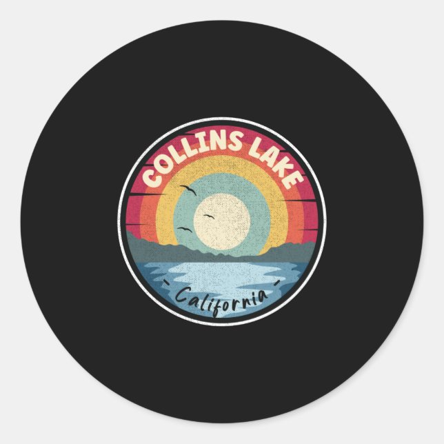 Collins Lake California Bunte Szene Runder Aufkleber (Vorderseite)