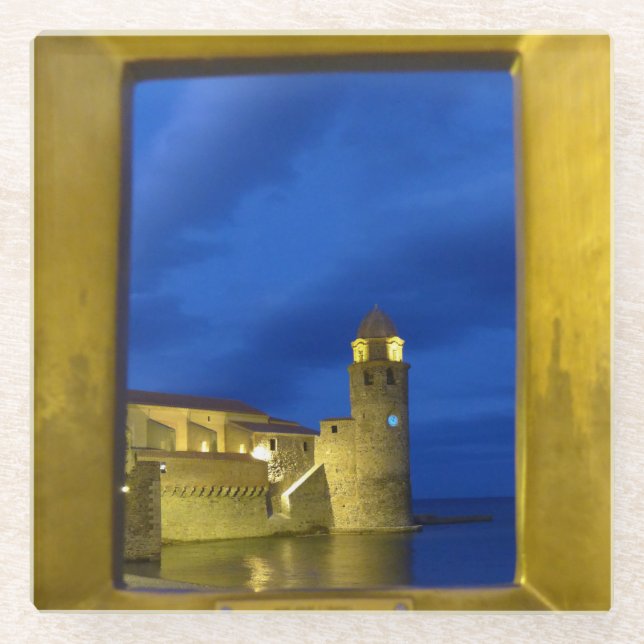 Collioure Lighthouse Glasuntersetzer (Vorderseite)