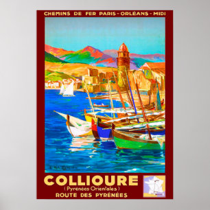 Collioure, Pyrenäen, Frankreich, Boote im Hafen, V Poster