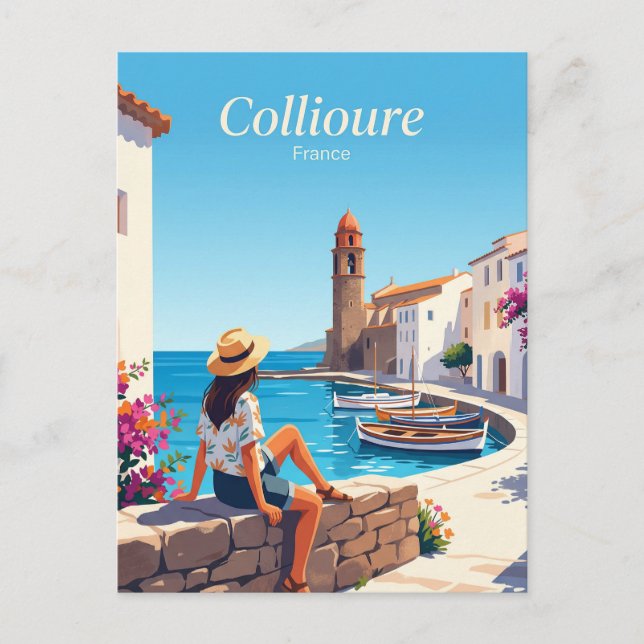 Collioure Ufer Frankreich Postkarte (Vorderseite)