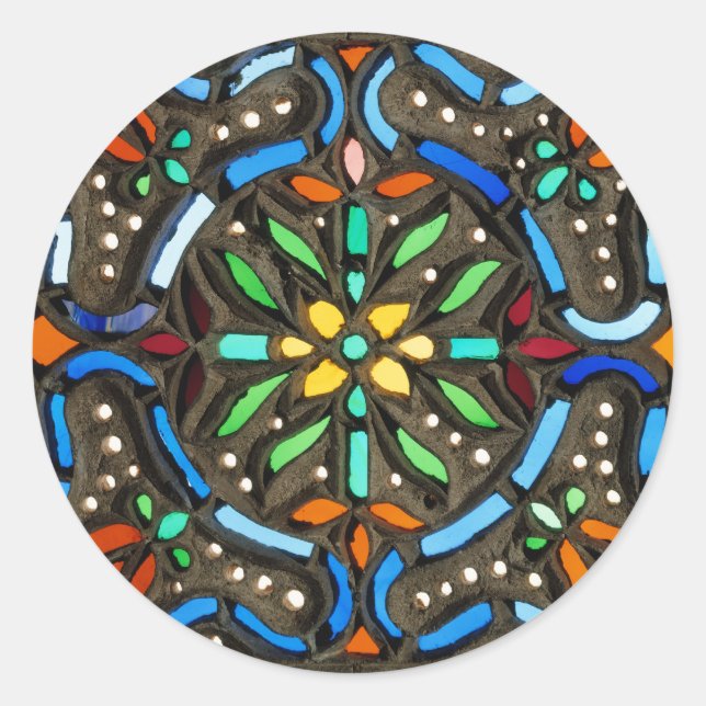 Collorful Ottoman pattern Runder Aufkleber (Vorderseite)