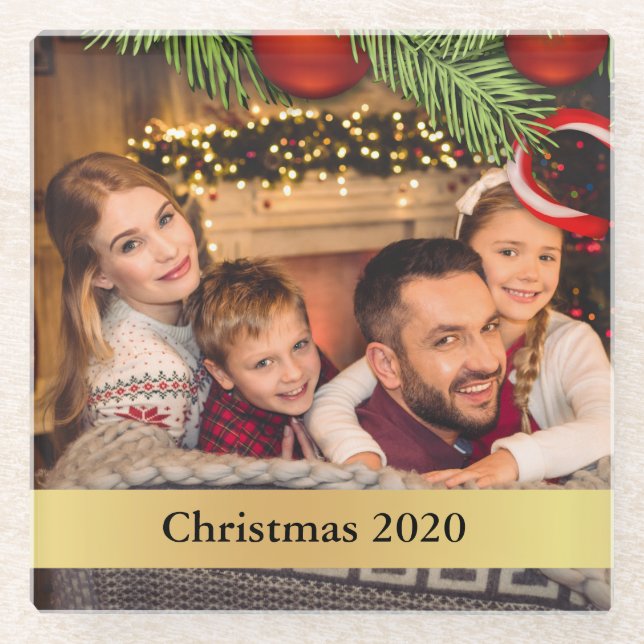 Collvable Keepake Annual Christmas Foto Glasuntersetzer (Vorderseite)