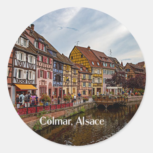 Colmar, Elsass, Frankreich landschaftliches Foto Runder Aufkleber (Vorderseite)