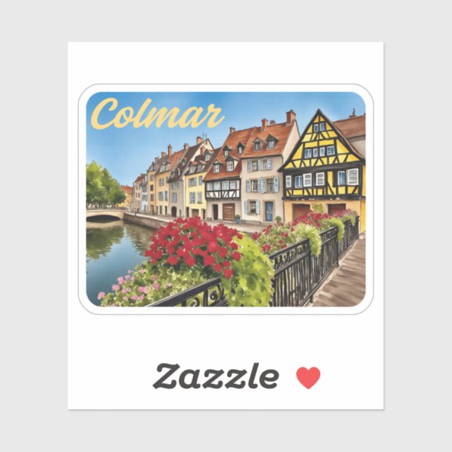 Colmar France Watercolor Aufkleber (Blatt)