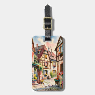 Colmar Frankreich Elsass Dorf Kunst Aquarell Reise Gepäckanhänger