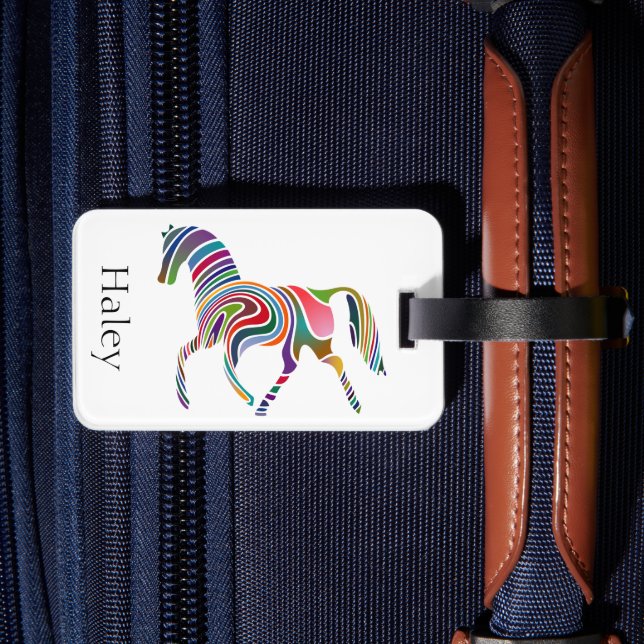 Coloful Girl Fantasy Horse Personalisiert Gepäckanhänger (Rückseite Insitu 2)