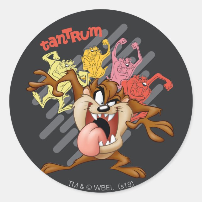 Coloful "Tantrum" TAZ™ Runder Aufkleber (Vorderseite)