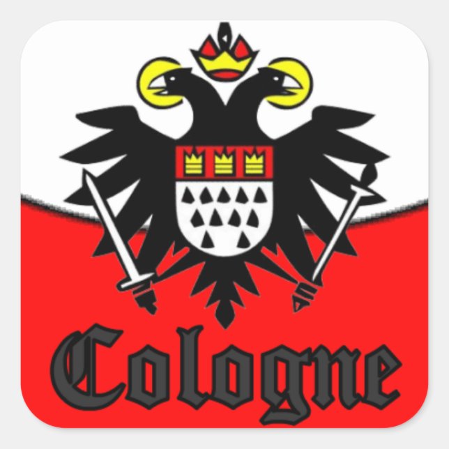 COLOGNE ADLER WAPPEN KÖLN QUADRATISCHER AUFKLEBER (Vorderseite)