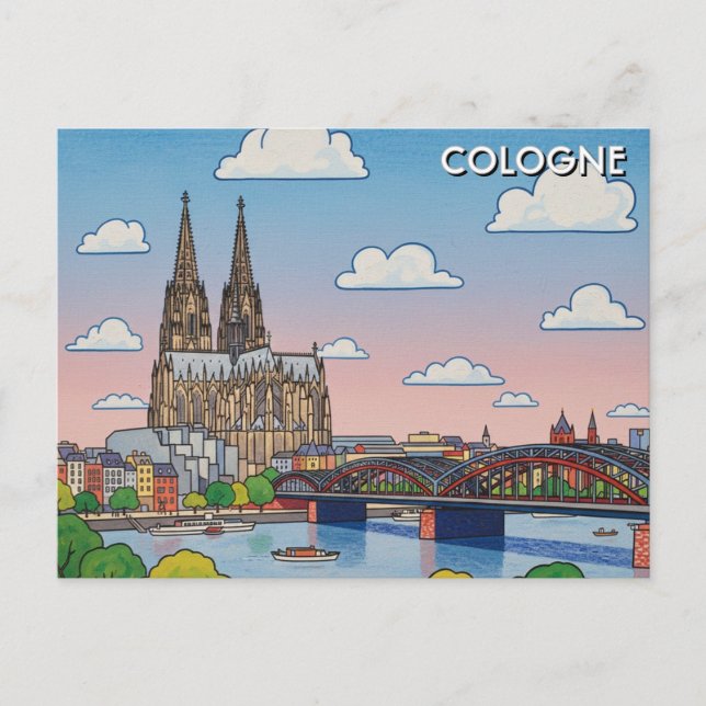 Cologne Cathedral Germany Night Travel Postkarte (Vorderseite)