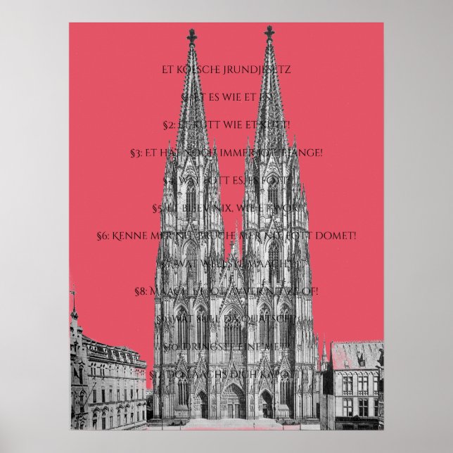 Cologne Dome Cologne Köln Kölsches Grundgesetz Poster (Vorne)