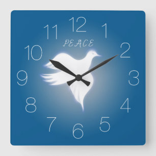 Colombe blanche de la paix Horloge murale carrée n