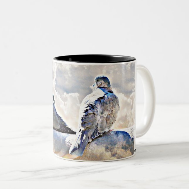Colombes dans la tasse de café de cieux/tasse (Devant droit)