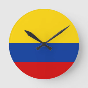 colombia country flag clock runde wanduhr