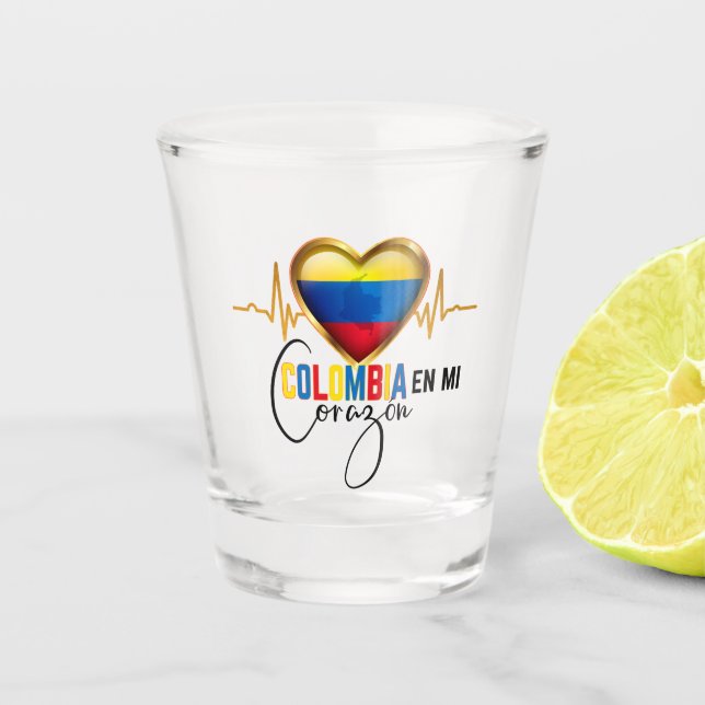 Colombia en mi Corazon Colombian Pride  Schnapsglas (Vorderseite)