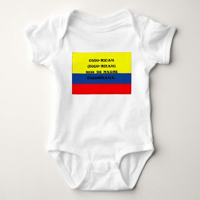 colombia_flag, COLO-RICAN (KOLO'- RIKAN) BEBE DE Baby Strampler (Vorderseite)
