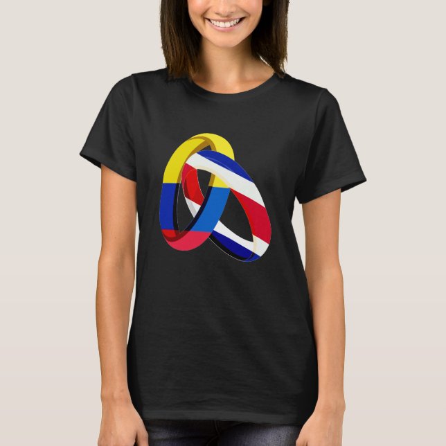 Colombia Flag Costa Rica Grown Ring Marriage Weddi T-Shirt (Vorderseite)