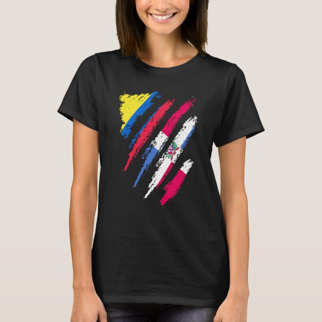 Colombia Flag Dominican Grown Patriot Country Stri T-Shirt (Vorderseite)