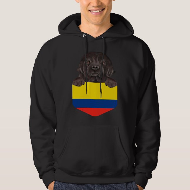 Colombia Flag Newfoundland Dog In Pocket Hoodie (Vorderseite)