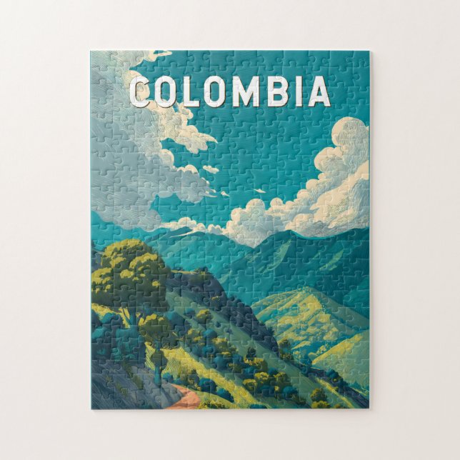 Colombia Illustration Travel Art Vintage (Vertikal)